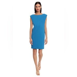 Nordstrom Donna Morgan Pippa Sleeveless Shift Dress Deep V Back Blue Size 6 NWT